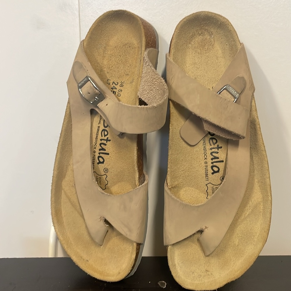 New BIRKENSTOCK BETULA SLIDE SANDALS SIZE 38 5,0 245 L7 M5. Beige.
